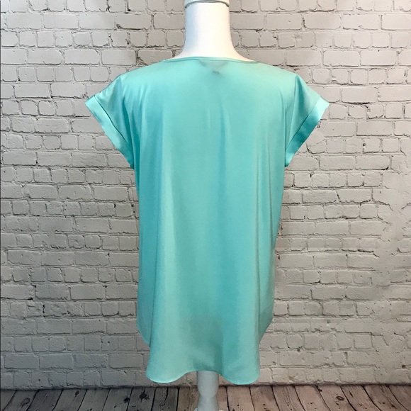 ♥️Express short sleeve blouse top turquoise sz L - Picture 7 of 8